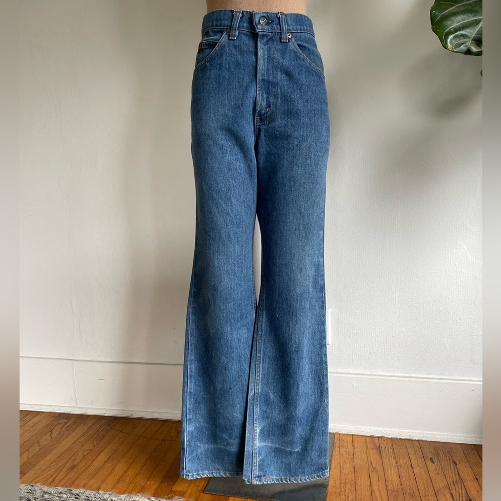 70s Vintage LEVIS 517 ORANGE TAB Bootcut Bell Bottom Flare Denim Jeans Med Wash